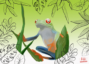 Carte nature, vacances, paysages et animaux Grenouille verte du Costa Rica